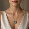 "Pegasus" Necklace with Engraved Quartz & Turquoise
