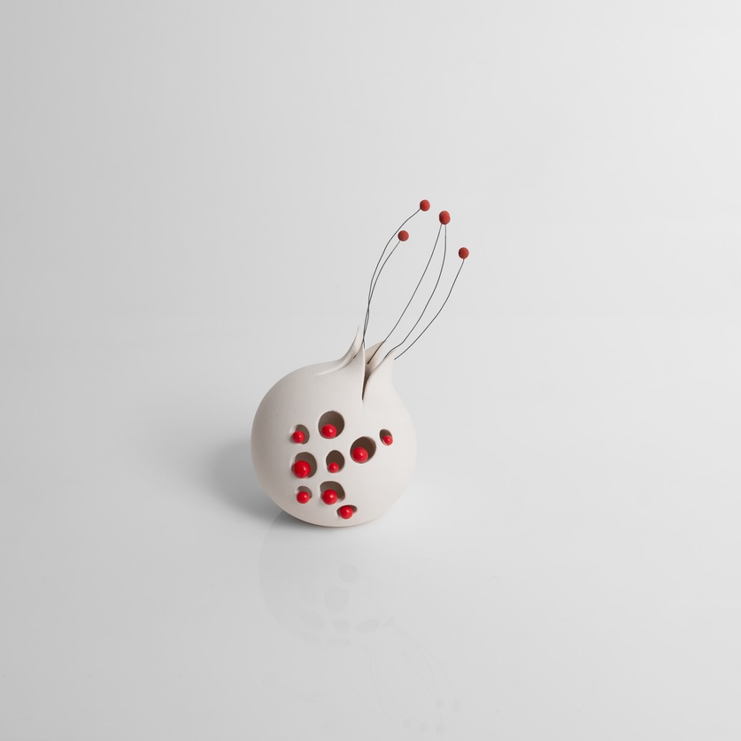 White pomegranate with red beads (small size)