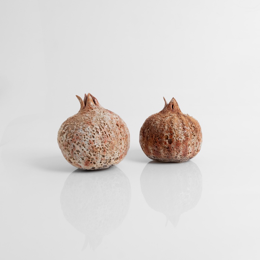 Brown ceramic textured pomegranate (small size)