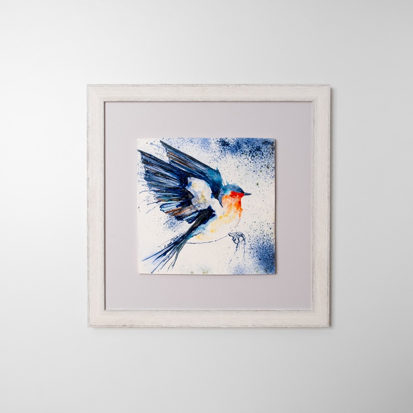 Wall piece with blue bird