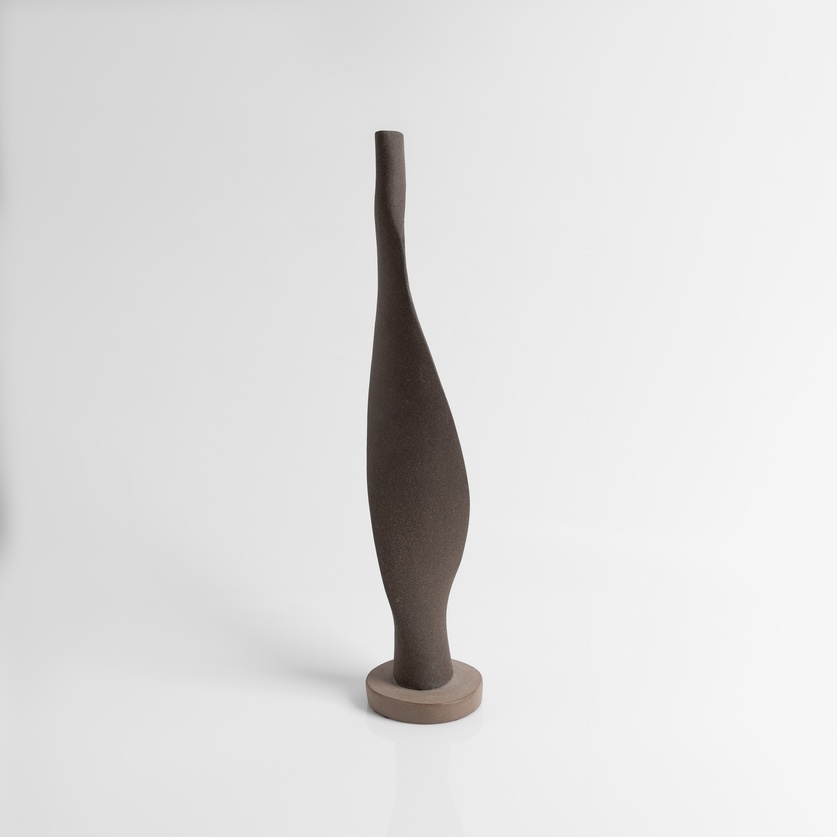 Abstract Dark Brown Ceramic Sculpture
