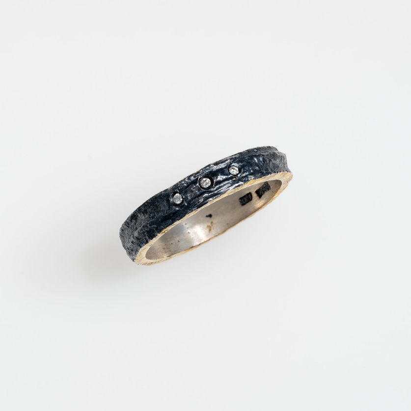 Silver & Gold Ring with Diamonds