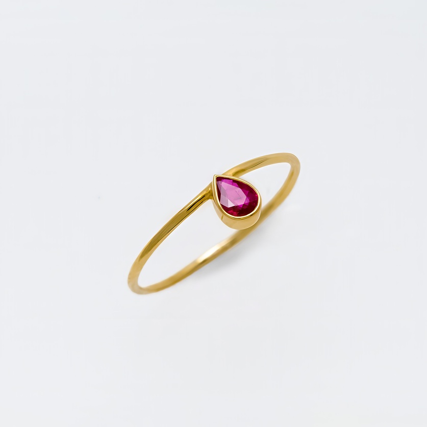 Fine Gold Solitaire Ring With Ruby