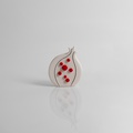 Flat white pomegranate with red beads (small size)