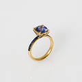 Spectacular Engagement Ring With Blue Tanzanite, Diamonds & Sapphires