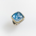 Silver & Gold Ring with Engraved Quartz
