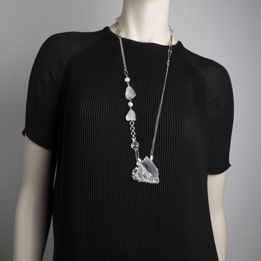 One-of-a-kind necklace with quartz, topaz and pearls