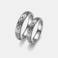 Men's Tantalum Wedding Ring With Geometric Pattern & Blue Diamonds