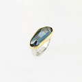 Stunning Silver and Gold Ring With Blue Topaz
