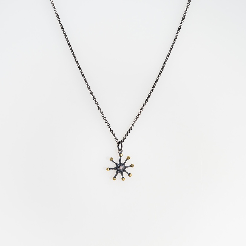 "Starfish" Silver & Gold Pendant with Diamond