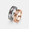 Wedding Rings in Tantalum & Rose Gold with an Embossed Leaf Pattern