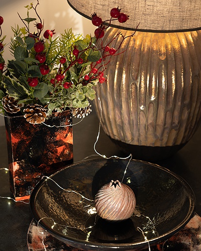 Unique round platter with blue and greenish colors