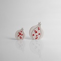 Flat white pomegranate with red beads (large size)