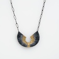Striking Oxidized Silver & Gold Pendant with Diamonds