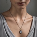 "Owl" Necklace with Engraved Quartz & Topaz