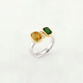 Distinctive Ring With Heliodor, Green Tourmaline & Diamonds