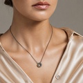 Elegant Round Pendant in Silver & Gold with Diamonds