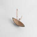 Olive-colored ceramic sailboat