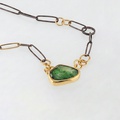 Distinctive Silver and Gold Necklace With Green Tourmaline