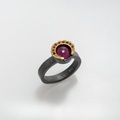 Silver round ring with ruby doublet stone