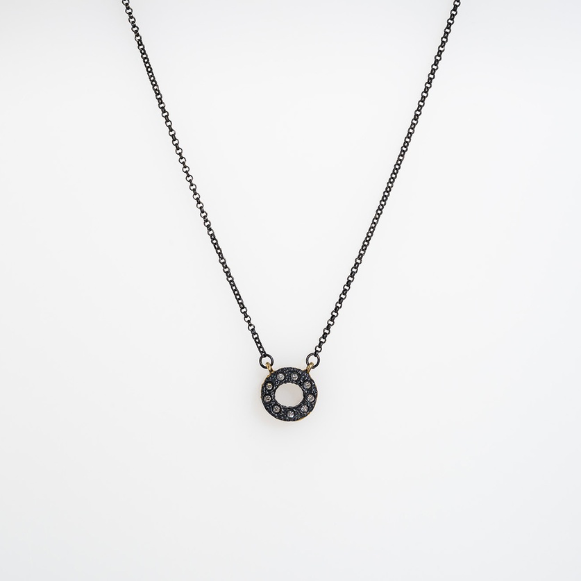 Elegant Round Pendant in Silver & Gold with Diamonds