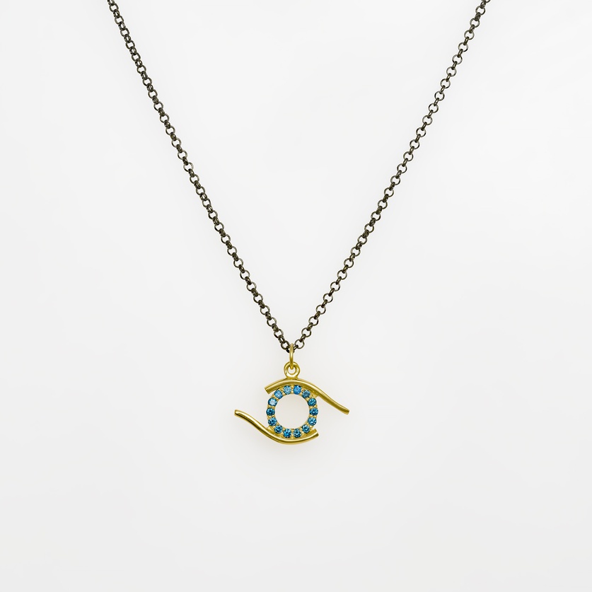 "Eye" necklace with blue diamonds