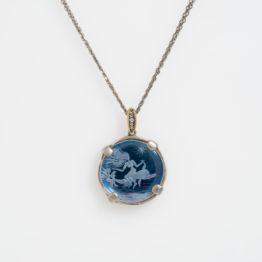 "Aphrodite" Quartz Intaglio & White Topaz Necklace