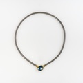 Exquisite Necklace with Blue Topaz & Stainless Steel Mesh Cord