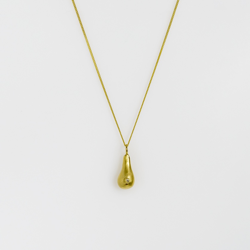 "Golden drop" necklace with glittering brilliant diamond