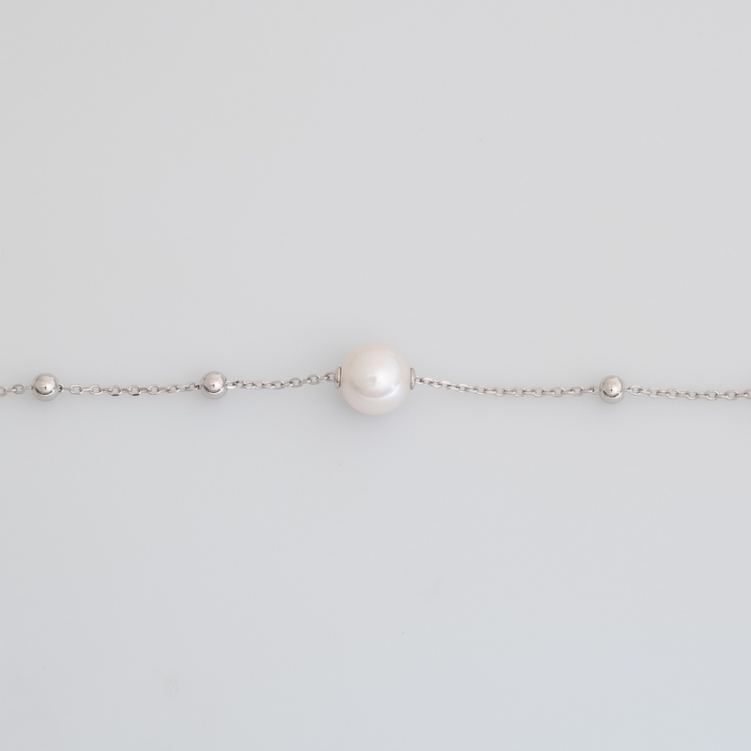Silver bracelet with ming pearl
