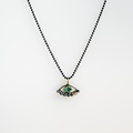 Silver & Gold Pendant with Green Tourmaline & Diamond