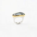 Stunning Silver and Gold Ring With Blue Topaz