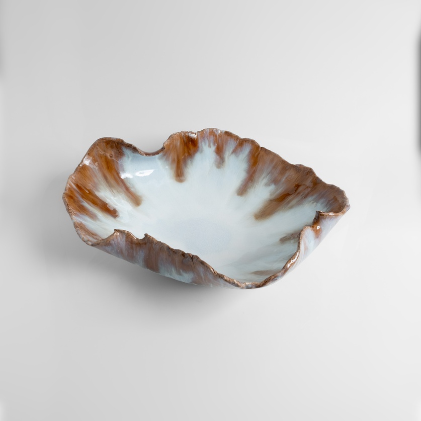 Stunning wavy platter in brown and white