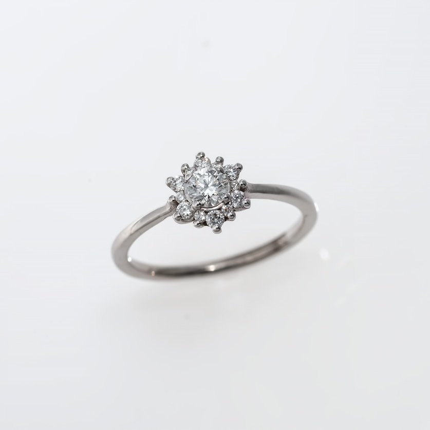 Stunning White Gold Halo Engagement Ring With Diamonds