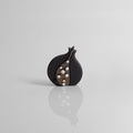 Flat black pomegranate with white beads (small size)