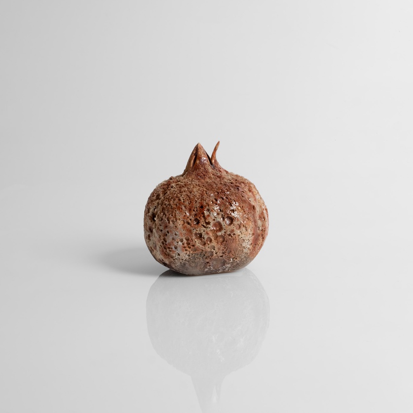 Brown ceramic textured pomegranate (small size)