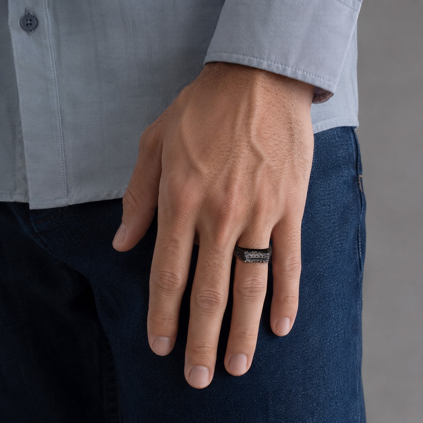 Silver Ring with Black Diamonds