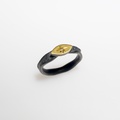 Silver and gold ring with brown diamond