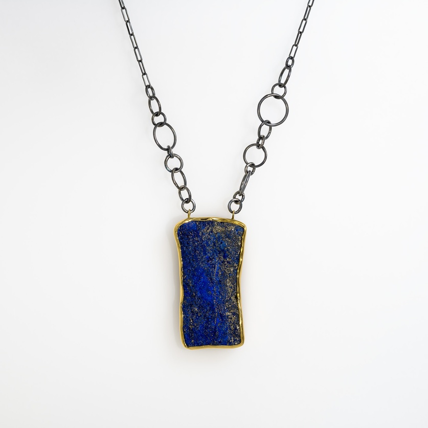 Magnificent Necklace in Silver & Gold with Lapis Lazuli
