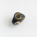 Oxidized Silver & Gold Ring with Diamonds