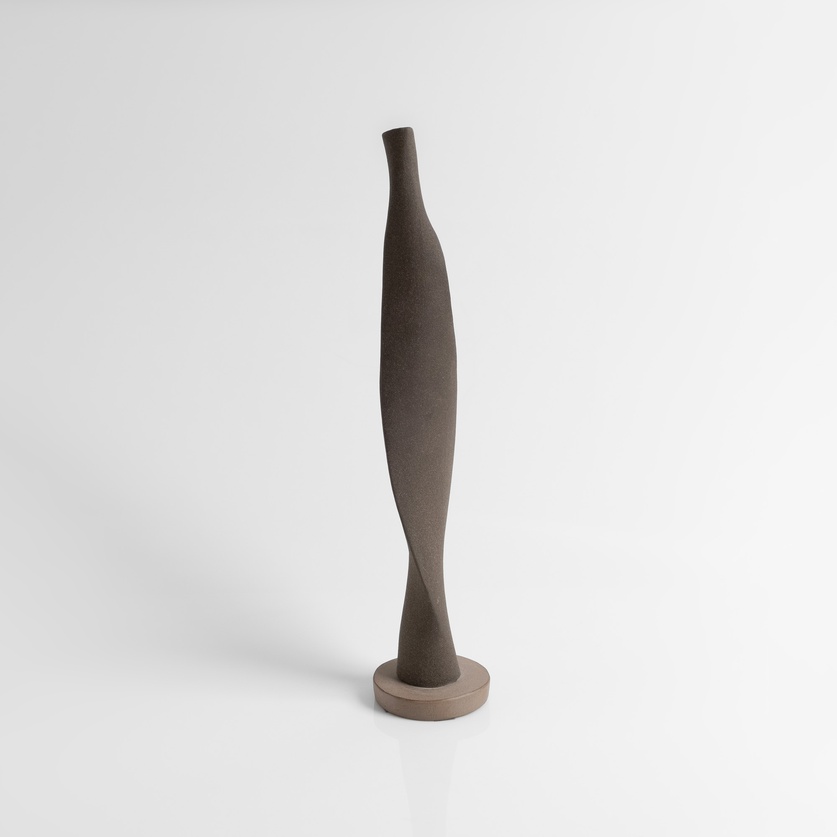 Abstract Dark Brown Ceramic Sculpture