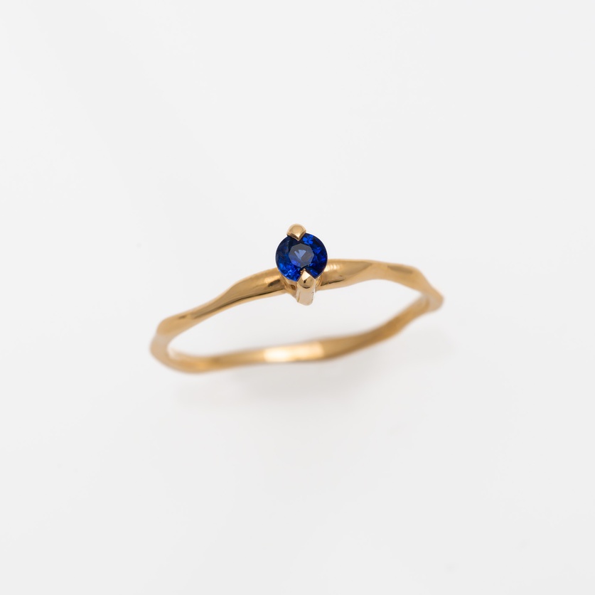 Gold Solitaire Ring With Sapphire