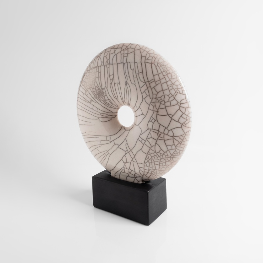 Remarkable Ceramic Disc with Crackled Surface
