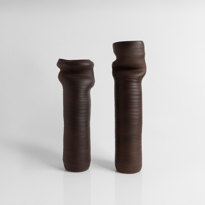 Ceramic vase with an asymmetrical cylindrical shape (medium size)