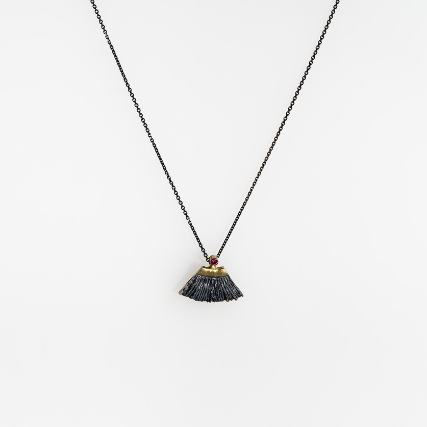 Silver Pendant with Gold Inlay & Ruby