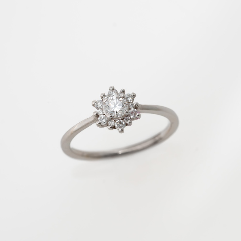 Stunning White Gold Halo Engagement Ring With Diamonds