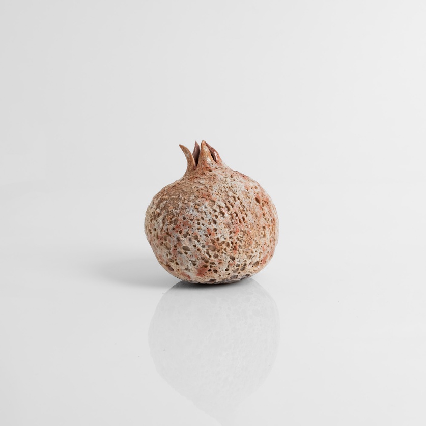 Brown ceramic textured pomegranate (large size)