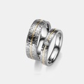 Tantalum Wedding Rings With Gold Detailing & Textured Surface