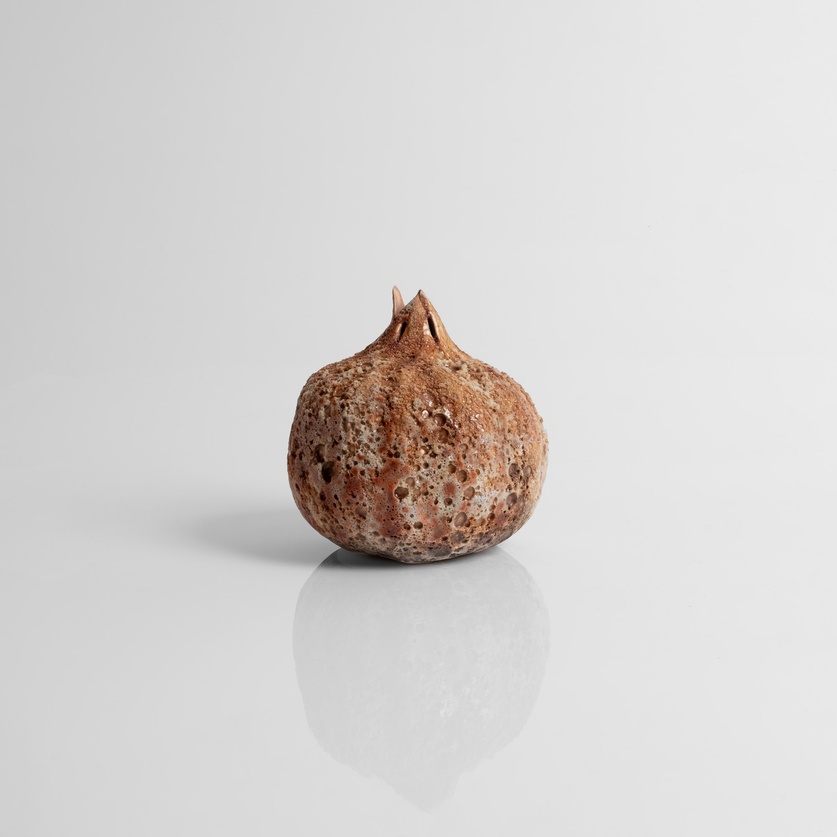 Brown ceramic textured pomegranate (small size)