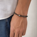 Silver and Onyx Bracelet with Tahitian Pearl